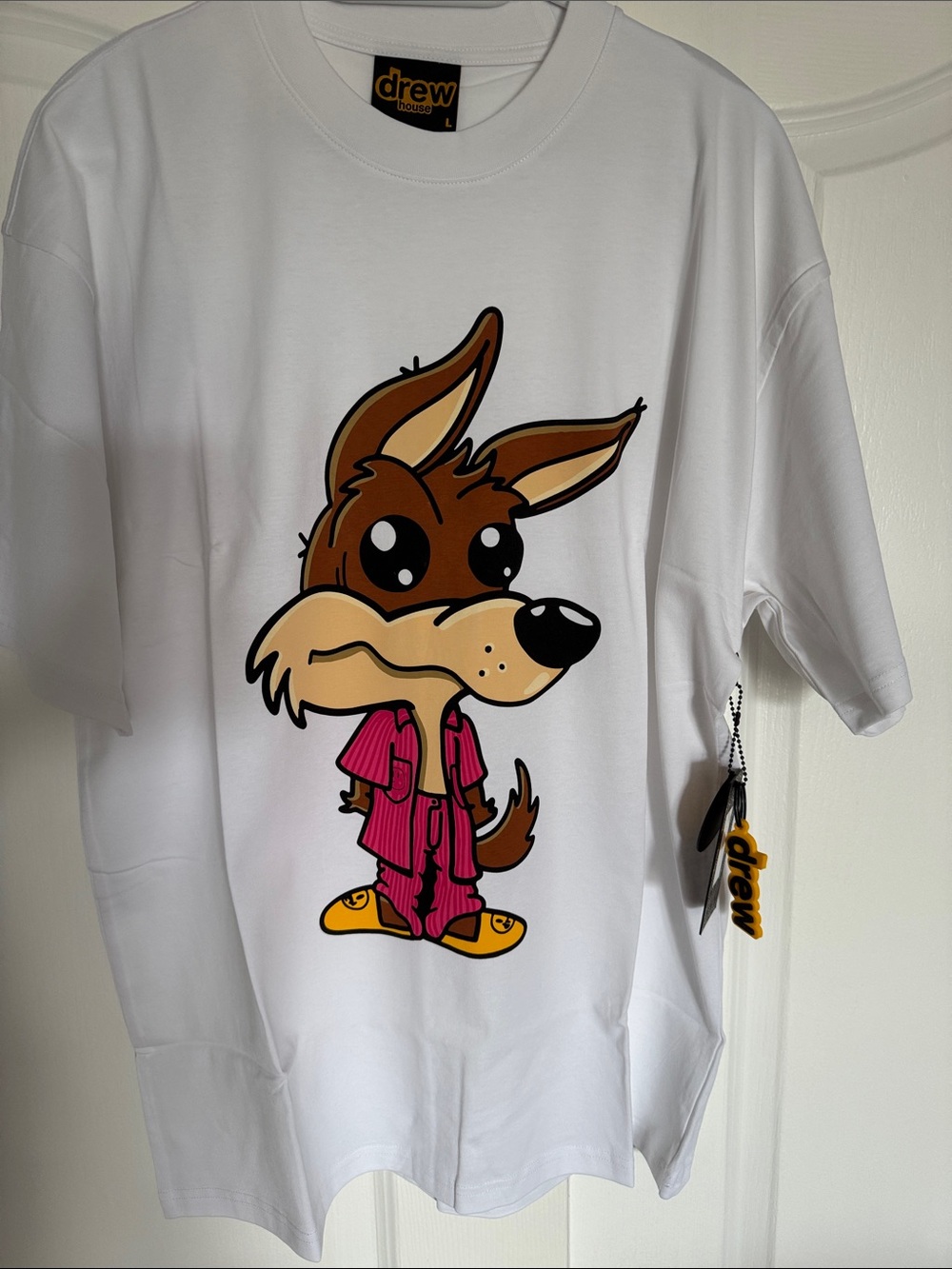 Ferdinand drew house White Tee with Brown Fox Graphic and Pink Outfit
